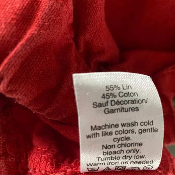 J.Crew Women's Red Pom-Pom Trim Linen Blend Shorts Pockets Size Small - Picture 8 of 8